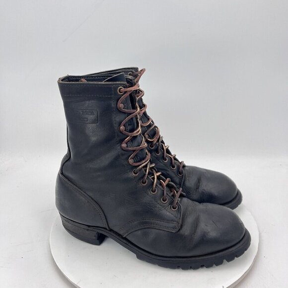 Santa Rosa Brand Men Size 7 Brown Leather Lace Up Steel Toe Vibram Sole Boot - Picture 2 of 15